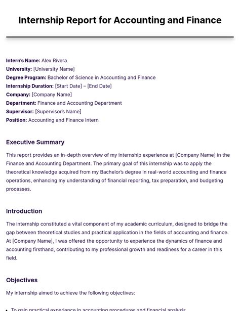 Finance Internship Report Sample