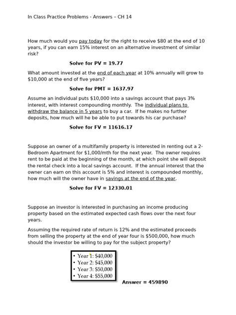 Finance Practice Problems And Solutions