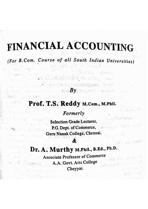 financial accounting by ts reddy and murthy guide