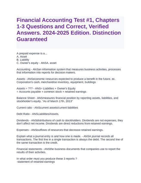 Financial Accounting Chapter 1 Test Bank For