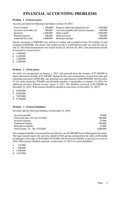 Financial Accounting Problems With Solution In Tally