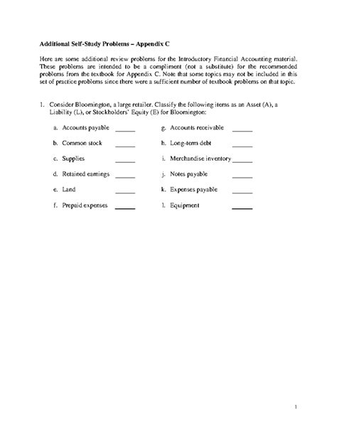 Financial Accounting Self Study Problems Solutions Book
