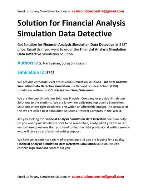 Financial Analysis Simulation Data Detective Answers