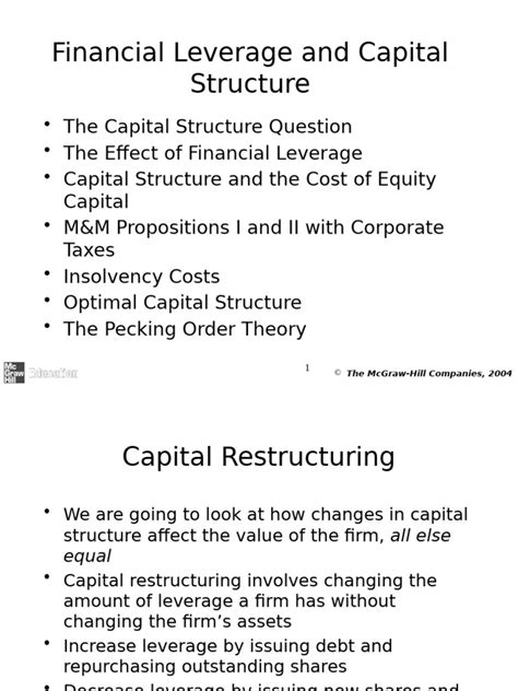 Financial Leverage And Capital Structure Policy Chapter