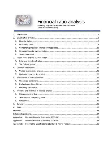 financial ratio analysis james madison university