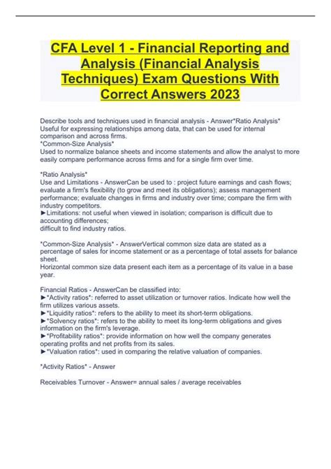Financial Reporting And Analysis Cfa Institute