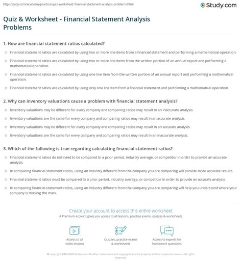 Financial Statement Analysis Problems And Solutions