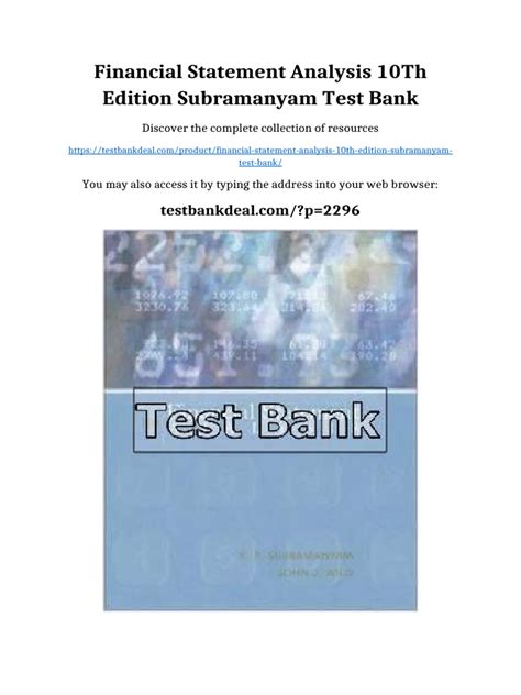 Financial Statement Analysis Subramanyam 10th Edition