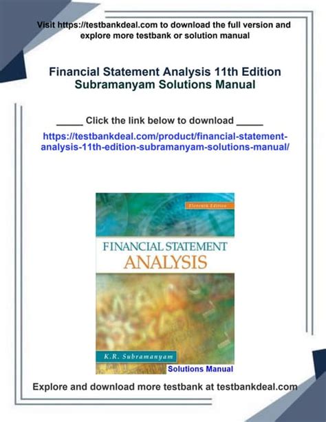 Financial Statement Analysis Subramanyam Solution