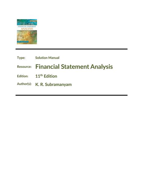 financial statement analysis subramanyam solutions 11e