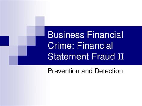 Financial Statement Fraud Prevention And Detection