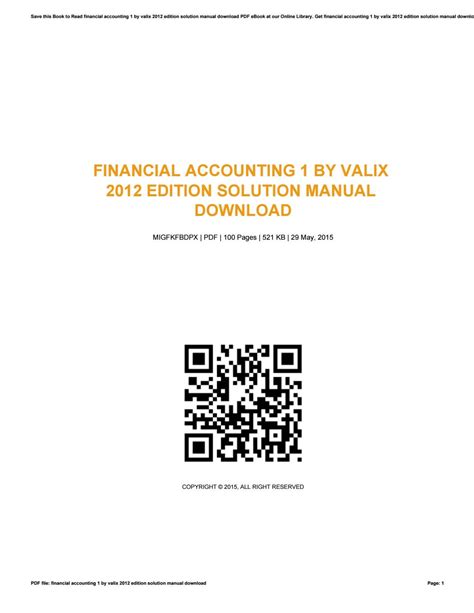 Read Financial Accounting 1 By Valix 2012 Edition Free Download 