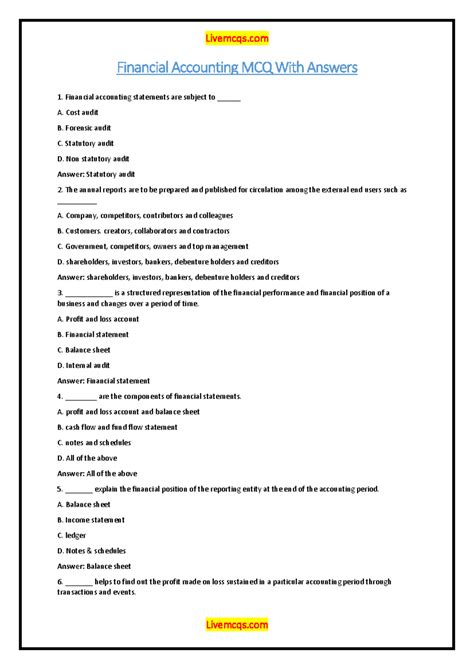 Download Financial Accounting Multiple Choice Questions With Solutions 