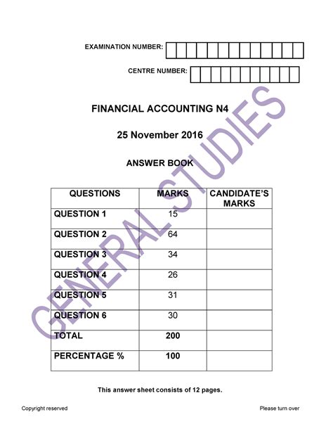 Download Financial Accounting N4 Answer Sheet For 2013 June Examination 