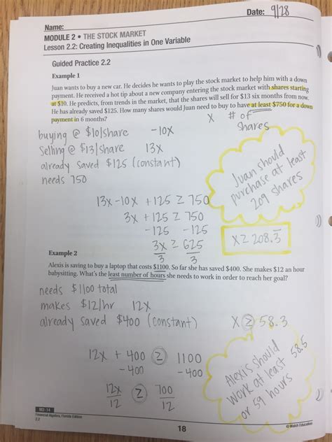 Full Download Financial Algebra Workbook Answer Key Chapter 4 