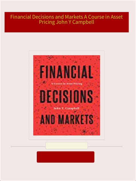 Download Financial Decisions And Markets A Course In Asset Pricing 