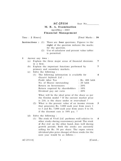 Download Financial Management N4 Question Papers 