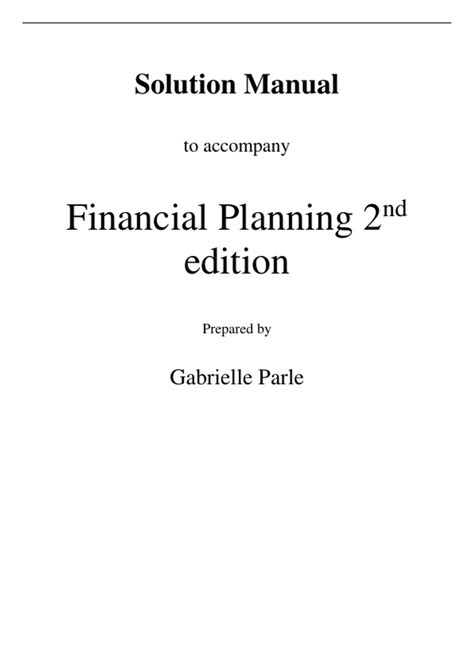 Read Financial Planning Mckeown Solution Manual 