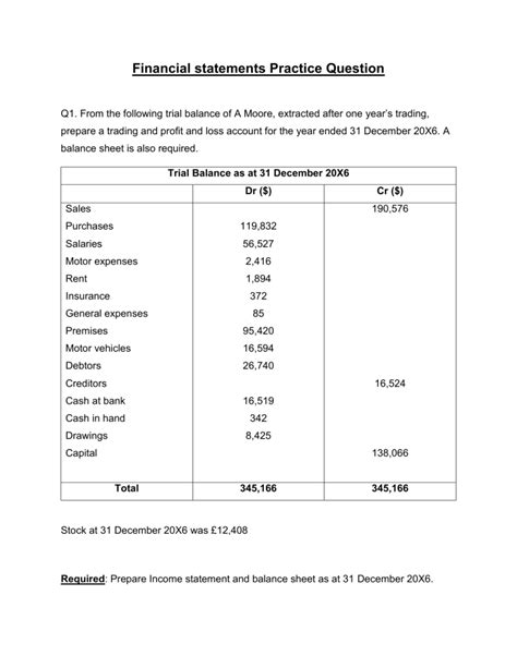 Download Financial Statement Analysis Exercise Questions 