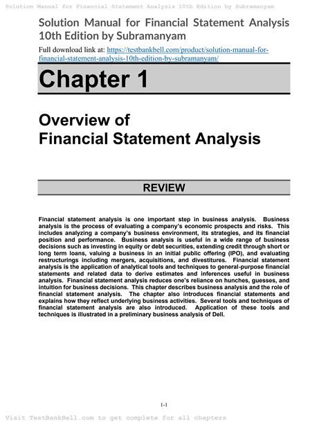 Full Download Financial Statement Analysis Subramanyam 10Th Edition 