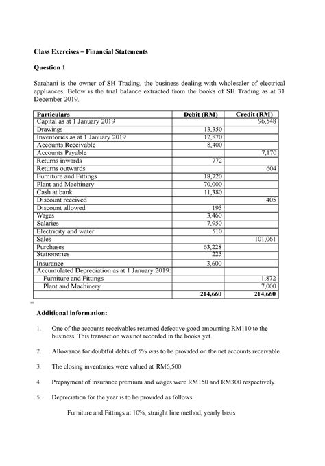 Read Online Financial Statements Exercises With Answers 