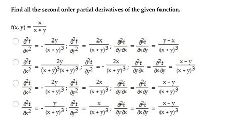 Find All Second Order Partial Derivatives Calculator