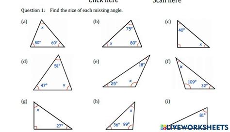 Find Missing Angles In Triangles And Quadrilaterals Worksheet