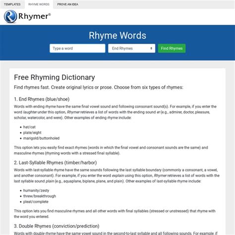 Find Rhymes Rhymer Com Find The Rhyming Words - Find The Rhyming Words