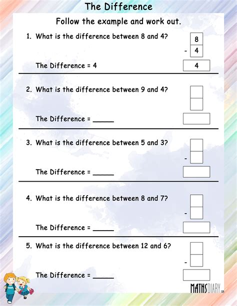 Find The Difference Math Worksheets Mathsdiary Com Find The Difference Math - Find The Difference Math