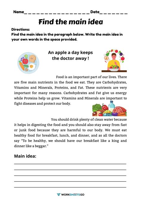 Find The Main Idea Worksheet For 7th 9th 7th Grade Main Idea Worksheets - 7th Grade Main Idea Worksheets