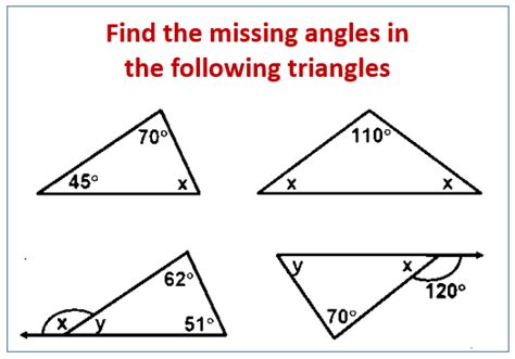 Find The Missing Angle Measure Worksheet