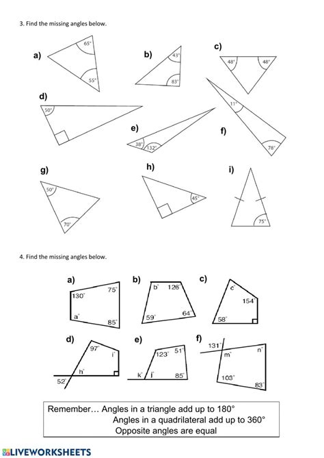 Find The Missing Angle Worksheet