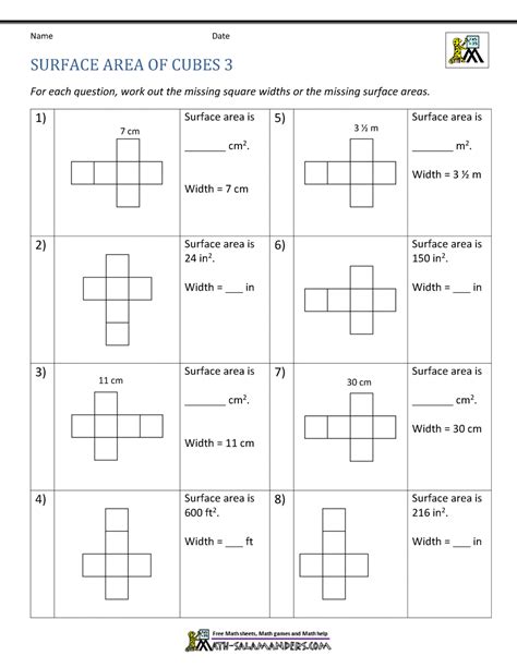 Find The Surface Area Cube Worksheets 99worksheets Surface Area Cube Worksheet - Surface Area Cube Worksheet