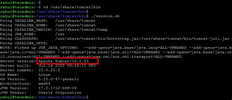 Find Tomcat Version Linux