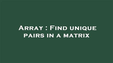 find unique pairs matlab