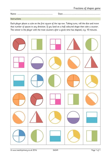 Finding Fractions Of Shapes   Colour And Label Simple Fractions Of Shapes Worksheet - Finding Fractions Of Shapes