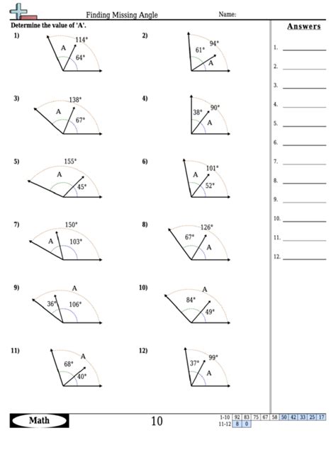 Finding Missing Angles Worksheet Answers