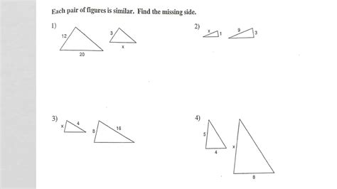 Finding Missing Sides Of Similar Triangles Worksheet