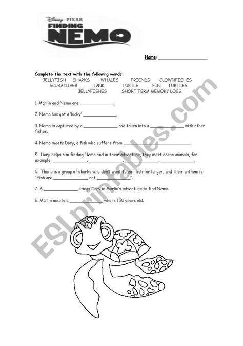 Finding Nemo Aquatic Science Answer Key