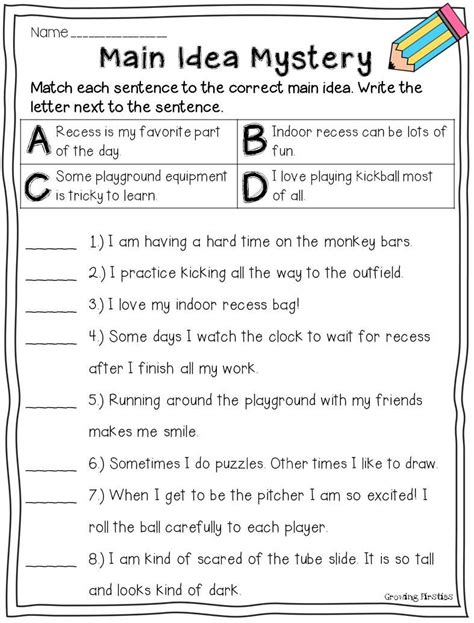 Finding The Main Idea Worksheets Main Idea Worksheet 1 - Main Idea Worksheet 1