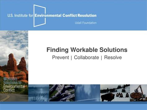 Finding Workable Solutions