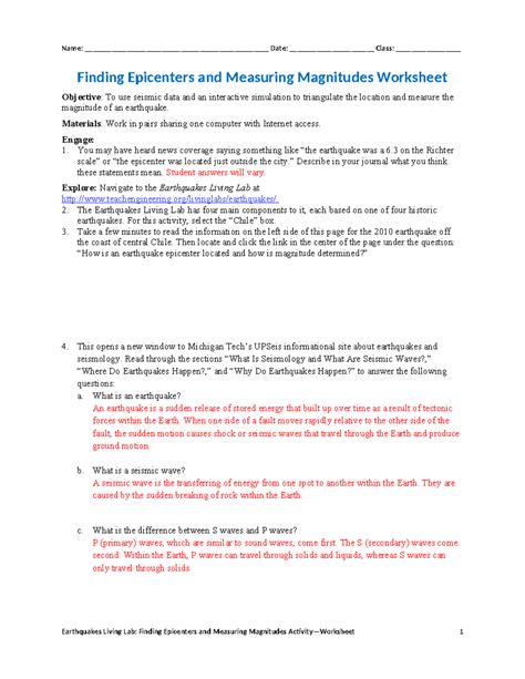 Full Download Finding Epicenters Lab Answer Key Lab 