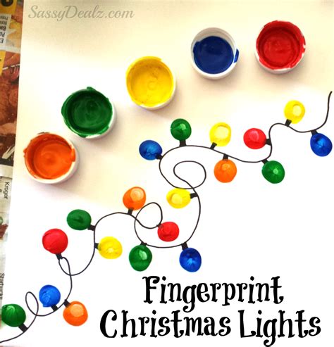 Fingerprint Christmas Light Craft For Kids Diy Christmas Fingerprint Christmas Lights Template - Fingerprint Christmas Lights Template