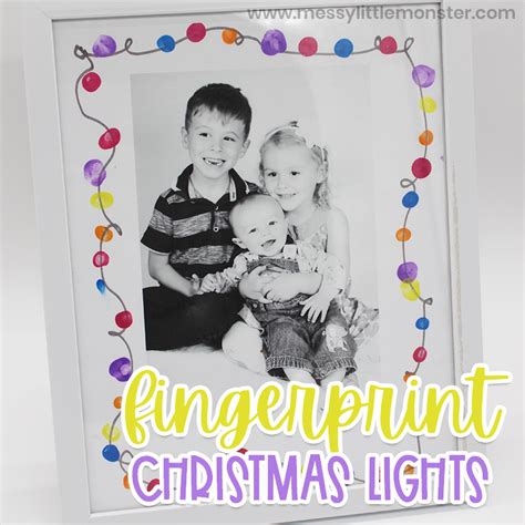 Fingerprint Christmas Lights Keepsake Craft Messy Little Monster Fingerprint Christmas Lights Template - Fingerprint Christmas Lights Template