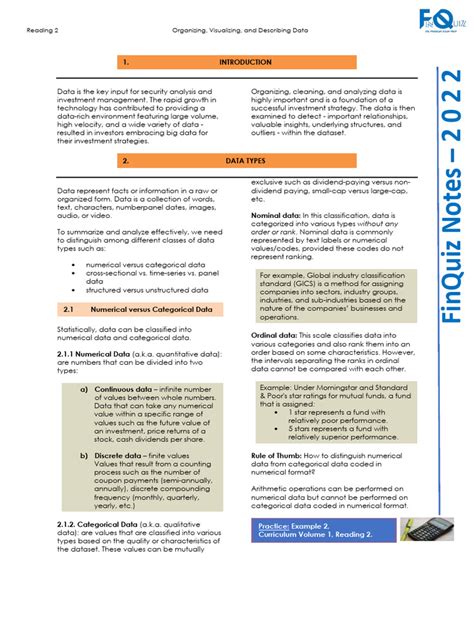 Finquiz Curriculum Notes