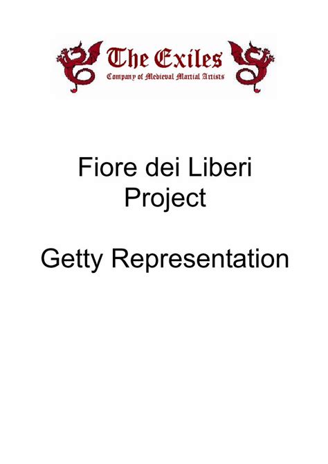Read Online Fiore Dei Liberi Project Getty Representation The Exiles 