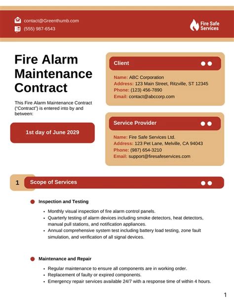 Fire Alarm Maintenance Contract Template