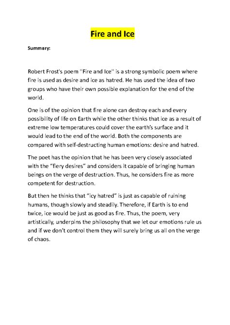 Fire And Ice Summary