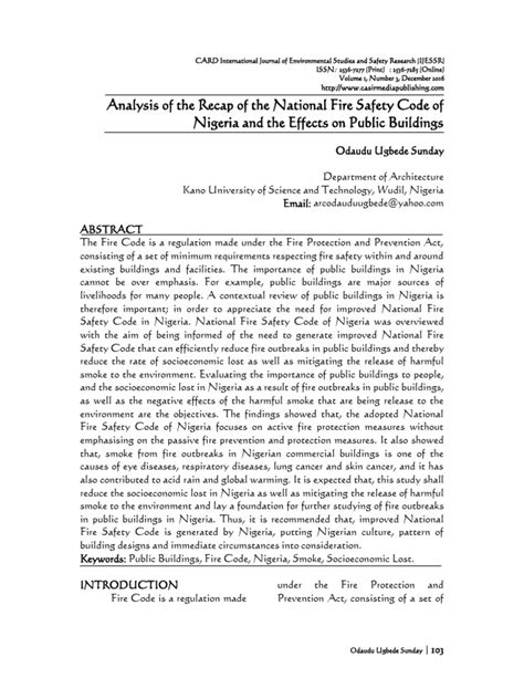 Fire Code Of Nigeria