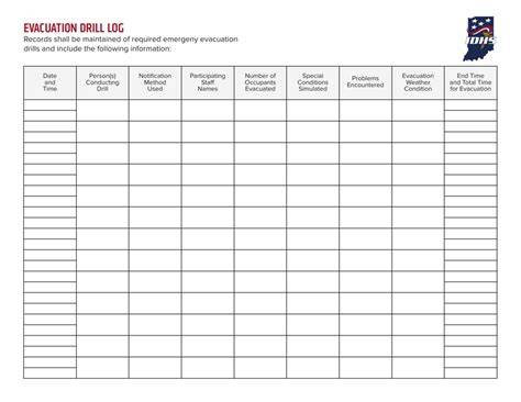 fire drill log enter indiana childcare